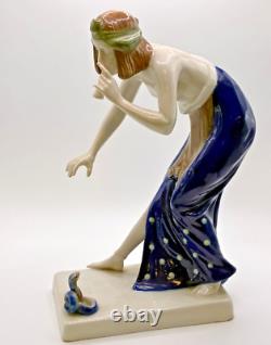 Berthold Boehs for Rosenthal Snake Charmer Porcelain Figurine Art Deco RARE