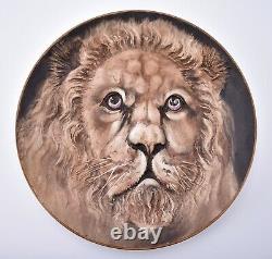 Big Nippon Blown Out High Relief Lion Wall Charger Plaque Antique Noritake Japan