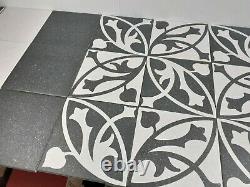 Black & white entryway hallway stylish art deco pattern matt porcelain tiles 5m2