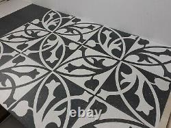 Black & white entryway hallway stylish art deco pattern matt porcelain tiles 5m2