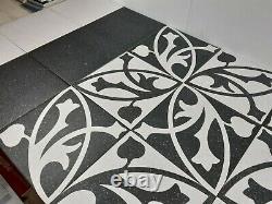 Black & white entryway hallway stylish art deco pattern matt porcelain tiles 5m2