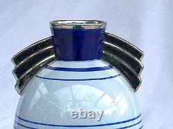 Boch Freres Art Deco Silver Winged Vase