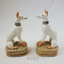 Book Ends ANDREA By SADEK Ceramic Whippet Greyhound Dog Art Deco Vintage