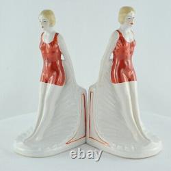 Bookends Figurine Bathing Beauty Sexy Diver Art Deco Style Art Nouveau Style Por