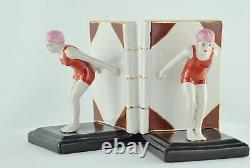 Bookends Figurine Bathing Beauty Sexy Diver Art Deco Style Art Nouveau Style Por