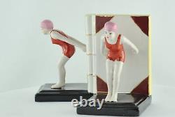 Bookends Figurine Bathing Beauty Sexy Diver Art Deco Style Art Nouveau Style Por