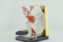 Bookends Figurine Bathing Beauty Sexy Diver Art Deco Style Art Nouveau Style Por