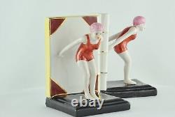 Bookends Figurine Bathing Beauty Sexy Diver Art Deco Style Art Nouveau Style Por