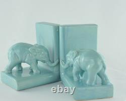 Bookends Figurine Elephants Wildlife Art Deco Style Art Nouveau Style Porcelain Bookends Figurine Elephants Wildlife Art Deco Style Art Nouveau Style Porcelain