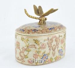 Box Jewelry Figurine Powder Box Dragonfly Wildlife Art Deco Style Art Nouveau St