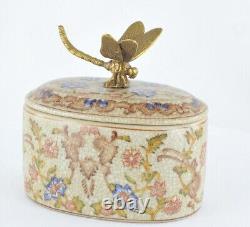 Box Jewelry Figurine Powder Box Dragonfly Wildlife Art Deco Style Art Nouveau St