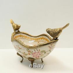 Bronze Porcelain Art Deco Style Art Nouveau Style Basket Bird Centerpiece Bowl