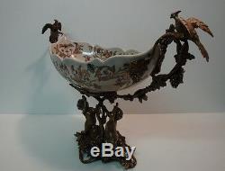 Bronze Porcelain Art Deco Style Art Nouveau Style Flower Bird Parrot Figurine Fr