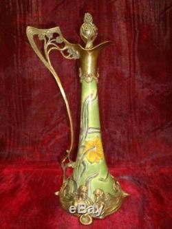 Bronze Porcelain Art Deco Style Art Nouveau Style Flower Pitcher Pitcher