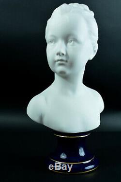 Buste ancien Porcelaine Houdon Tharaud Limoges Jeune Fille art deco Statue