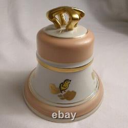 CHIC signed LUCY art deco porcelain powder jar Limoges BIG PUFFY FEATHER TYPE