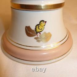 CHIC signed LUCY art deco porcelain powder jar Limoges BIG PUFFY FEATHER TYPE