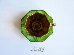 COALPORT England Antique Art Deco Coffee Mocca Cup & Saucer Hand Painted Gilt