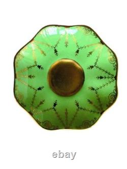 COALPORT England Antique Art Deco Coffee Mocca Cup & Saucer Hand Painted Gilt