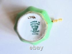 COALPORT England Antique Art Deco Coffee Mocca Cup & Saucer Hand Painted Gilt