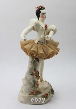 California Dresden by Avis Ballerina 2421 Figurine Lace Tutu 22kt Flowers