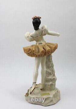 California Dresden by Avis Ballerina 2421 Figurine Lace Tutu 22kt Flowers