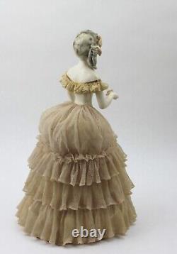 California Dresden by Avis Colonial Lady 2433 Figurine Lace Dress 22kt Flowers