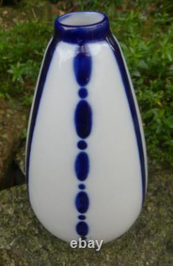 Camille THARAUD Art Deco Limoges porcelain enamels blue relief oven 19cm