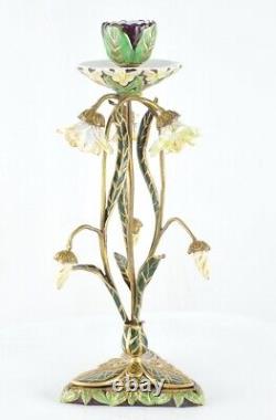 Candlestick Art Deco Style Art Nouveau Style Porcelain Bronze Ceramic