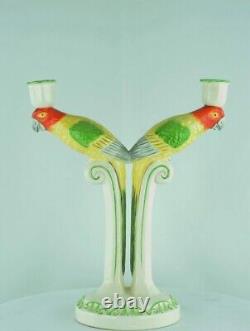 Candlestick Figurines Parrot Wildlife Art Deco Style Art Nouveau Style Porcelain