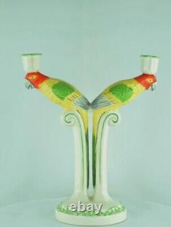 Candlestick Figurines Parrot Wildlife Art Deco Style Art Nouveau Style Porcelain