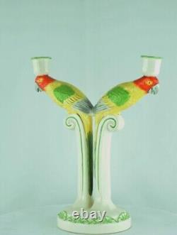 Candlestick Figurines Parrot Wildlife Art Deco Style Art Nouveau Style Porcelain