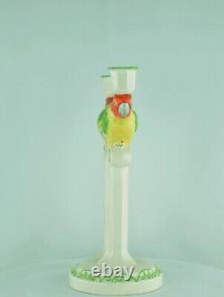 Candlestick Parrot Wildlife Art Deco Style Art Nouveau Style Porcelain Ceramic F