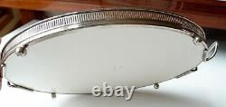 Carl Deffner CDE Antique German Oval Porcelain Serving Tray Pierced Metal Trim