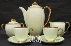 Carlton Ware Art Deco Coffee Set For Two In Pastel Green & Gilt