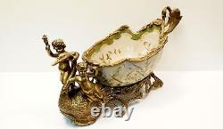 Centerpiece Fruit plate Flower Art Deco Style Art Nouveau Style Porcelain Bronze