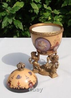 Centerpiece Urn Lion Art Deco Style Art Nouveau Style Porcelain Bronze