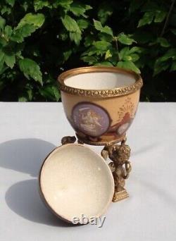 Centerpiece Urn Lion Art Deco Style Art Nouveau Style Porcelain Bronze