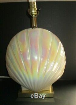 Ceramic Mother Of Pearl, Vintage Art Deco Sea Shell, Clam Table Lamp