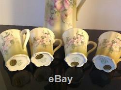 Chocolate Tea Pot 4 Cups NIPPON Style PORCELAIN Hand Painted Green withOrchids