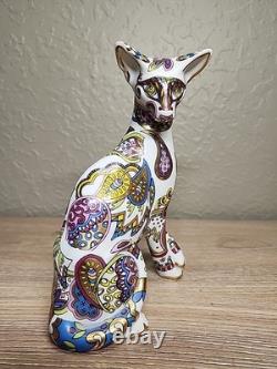 Cool Catz Paul Cardew Art Deco Porcelain Paisley Gold Yellow White Cat Figure
