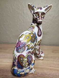 Cool Catz Paul Cardew Art Deco Porcelain Paisley Gold Yellow White Cat Figure