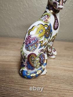 Cool Catz Paul Cardew Art Deco Porcelain Paisley Gold Yellow White Cat Figure