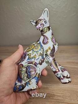 Cool Catz Paul Cardew Art Deco Porcelain Paisley Gold Yellow White Cat Figure