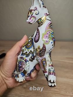 Cool Catz Paul Cardew Art Deco Porcelain Paisley Gold Yellow White Cat Figure