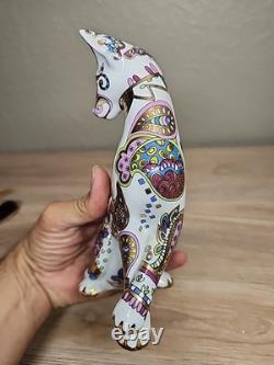 Cool Catz Paul Cardew Art Deco Porcelain Paisley Gold Yellow White Cat Figure