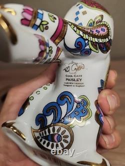 Cool Catz Paul Cardew Art Deco Porcelain Paisley Gold Yellow White Cat Figure