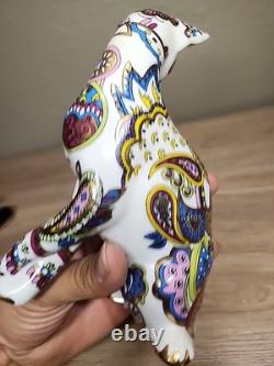 Cool Catz Paul Cardew Art Deco Porcelain Paisley Gold Yellow White Cat Figure