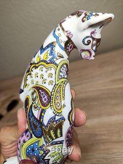Cool Catz Paul Cardew Art Deco Porcelain Paisley Gold Yellow White Cat Figure