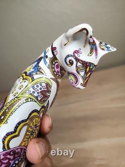 Cool Catz Paul Cardew Art Deco Porcelain Paisley Gold Yellow White Cat Figure